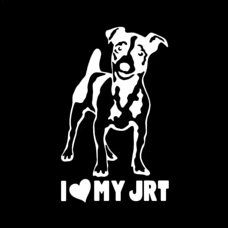 White Виниловая наклейка "I Love My JRT" Джек Рассел Терьер Собака Щенок любовь 15,5x9,5 см - Название цвета: White