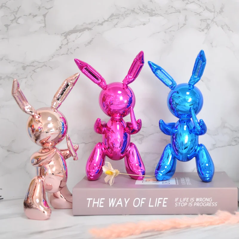 Nordic Rabbit Resin Electroplate Abstraction Animal Sculpture Craftwork Home Desktop Decor Accessories Valentine Gift X1627 | Дом и сад