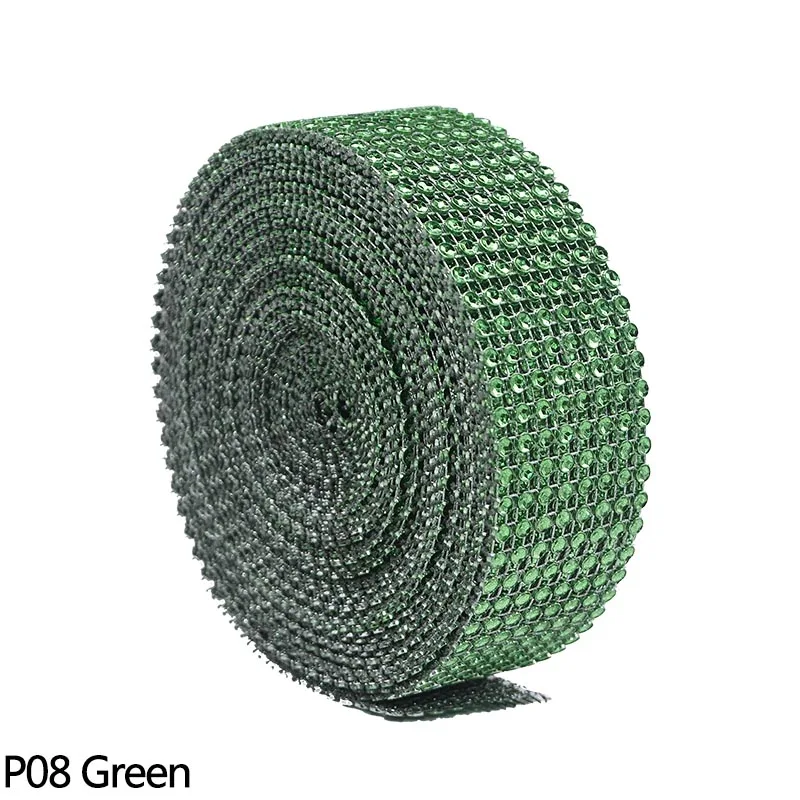 P08 4 см* 2 ярдов сетка отделка Bling Diamond обёрточная Бумага торт ролл Тюль DIY Стразы ленты с кристаллами для свадебной вечеринки украшения поставки 7Z - Цвет: P08
