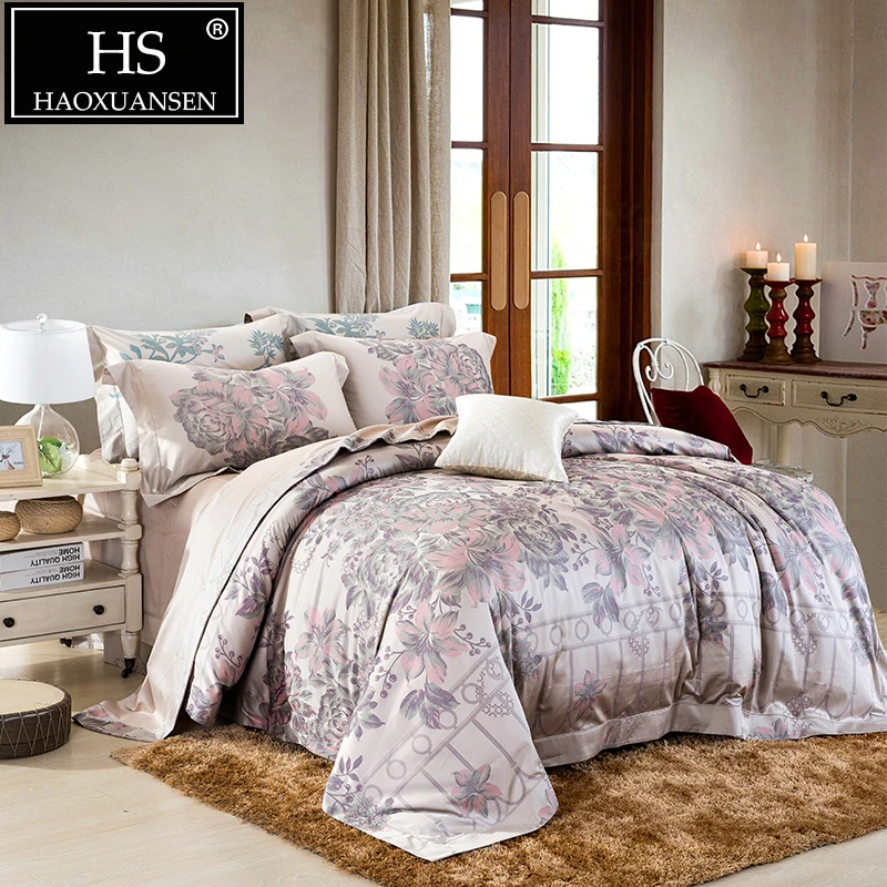 bedding set Египетский хлопок окрашенный жаккард элегантность сад цветок дизайнерский комплект постельного белья 4 шт. простыня пододеяльник наволочка Королева Король Размер - Цвет: bedding set