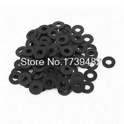 

100 Pcs M4x9mmx1mm Plastic Round Flat Washer Gasket Seal Ring Black