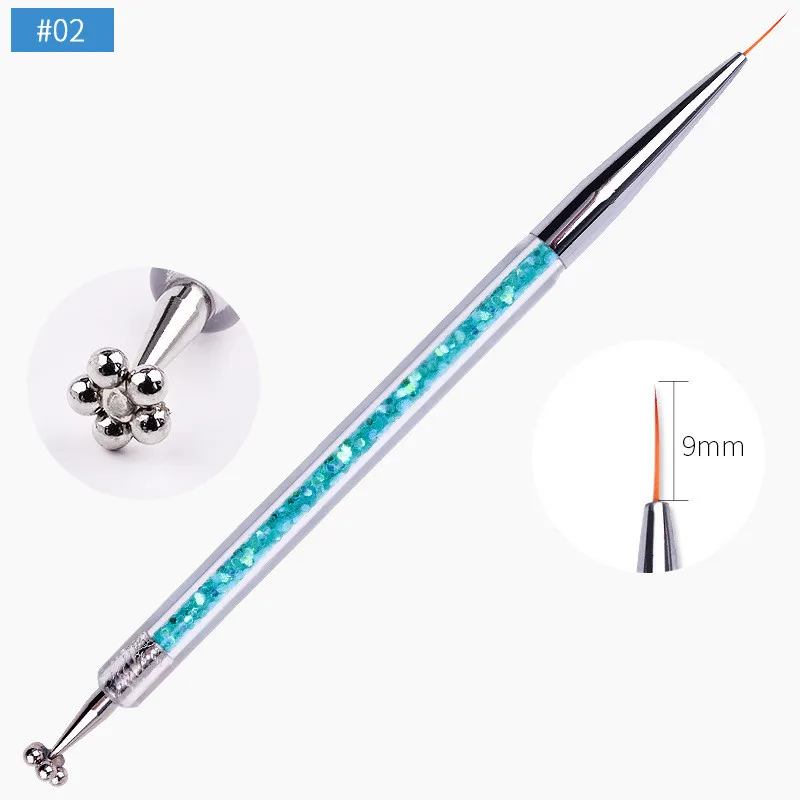Двойная головка для дизайна ногтей подводка рисования Ручка 3D наконечник DIY