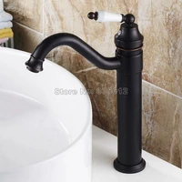 classic black oil rubbed bronze single hole deck bathroom vessel sink faucet ceramic handle kitchen fauce mounted t wnf312