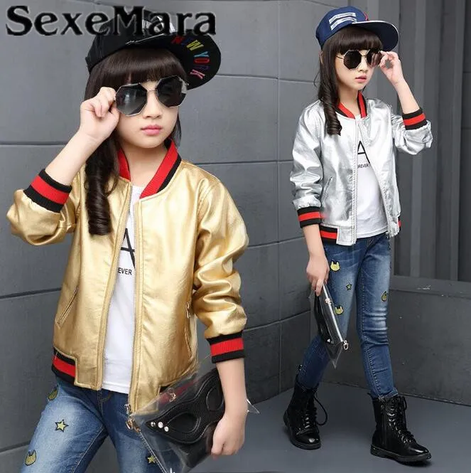 Sexemara Новинка 2017 года одежда для маленьких девочек из искусственной кожи пальто