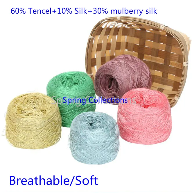 300 г 60% Tencel + 40% шелковая пряжа для вязания хлопковой нити шали юбка шарф одежда