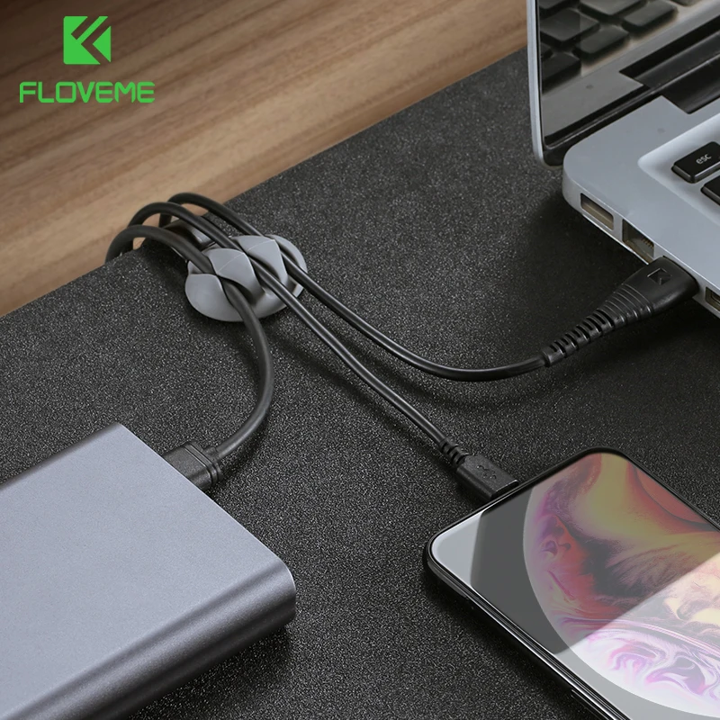 

FLOVEME Cable Organizer USB Charger Cable Protector Winder Desktop Cable Management Clips Cable Holder For Earphone Headphone