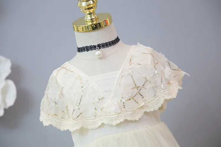 Детская одежда 2019 г. Раннее лето новое платье для девочек с оборками и пайетками