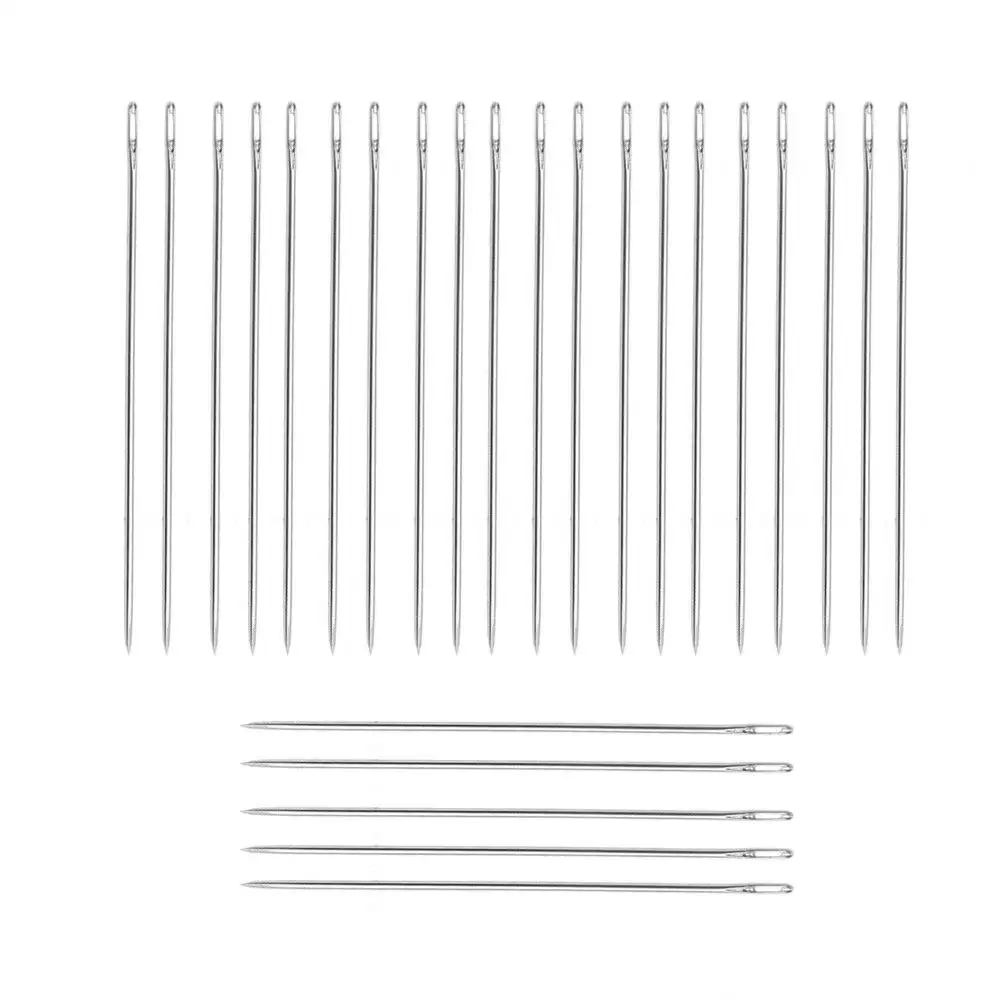 25 Pcs Large Eye Darning Needle Hand DIY Knit Crafts Supplies Metal Silver Tone Sewing Embroidery Accessory Tool Tapestry 6.8cm | Дом и сад
