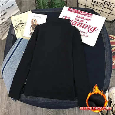 Black Thick Fleece GCAROL, женская рубашка со стоячим воротником, яркая, стрейчевая, базовая, Верхняя Нижняя рубашка, одежда для осени и зимы, плотный флис, топы, пуловер - Цвет: Black Thick Fleece
