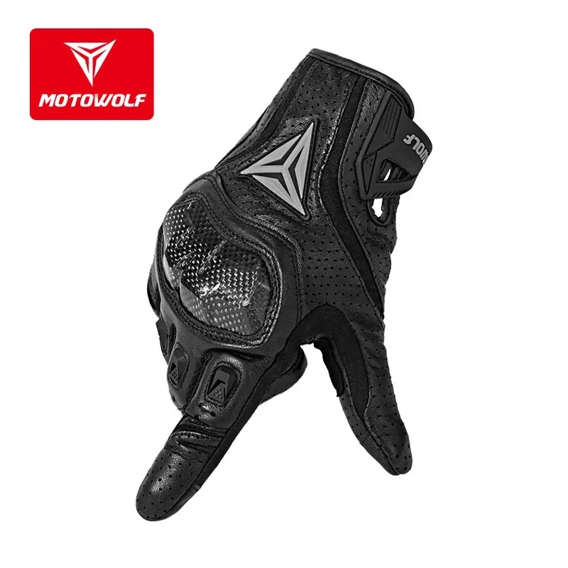 новый 2019 Motowolf мотоциклетные перчатки черные гоночные из натуральной кожи