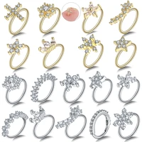 1pc brass easy bendable ear tragus cartilage earring crystal flower piercing nose hoop rings gem daith septum helix ring jewelry