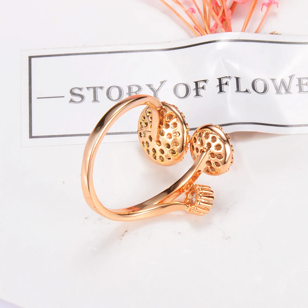 2018 Women Rings Wedding Dress Rose Double Round Design Fashion Adjustable Jewelry Bands For | Украшения и аксессуары