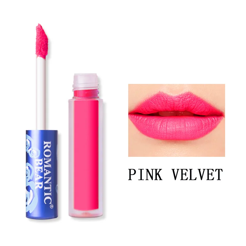 Pink velvet Романтическая брендовая губная помада для макияжа с изображением медведя, матовая губная помада, стойкая губная помада, губная помада, матовая губная помада - Цвет: Pink velvet