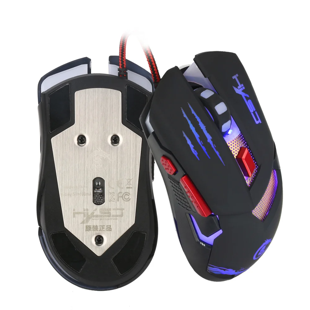 HXSJ H400 LED Backlight Metal Base Wired Gaming Mouse 6 Buttons Programming Competitive Games Mice for Computer | Компьютеры и офис