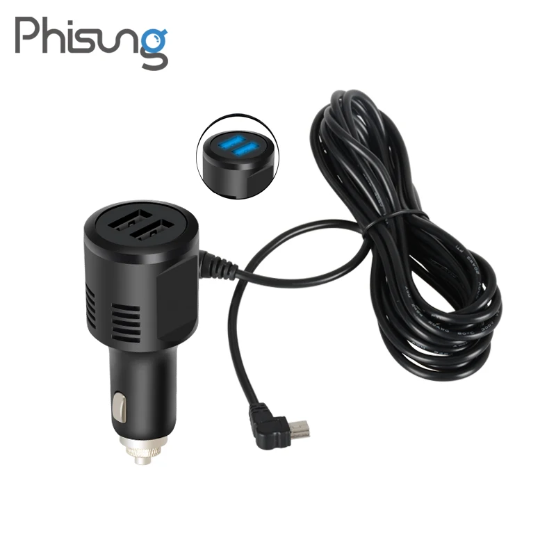 Phisung Mini USB Автомобильное зарядное устройство Выход постоянного тока 5 В 6.2A с двумя