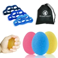 stress hand grip ball finger strength training 3 stress relief therapy egg balls and 3 finger stretcher sets for rehabilitation