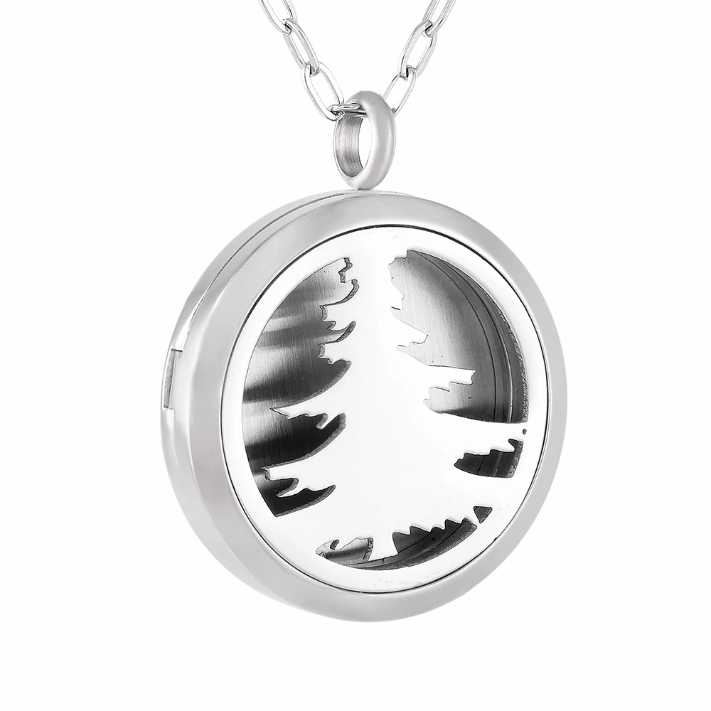 

IJP0154 Stainless Steel Aroma Aromatherapy Essential Oil Diffuser Necklace-Wild Tree Perfume Diffuser Locket Pendant