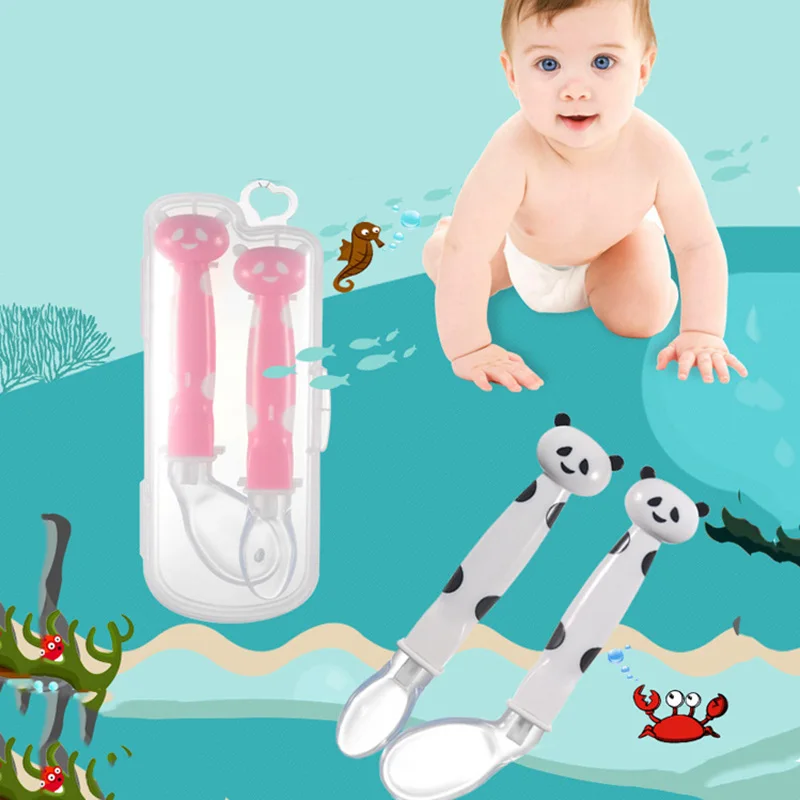 2 шт./компл. детская мультяшная ложка Набор силиконовая мягкая голова для супа