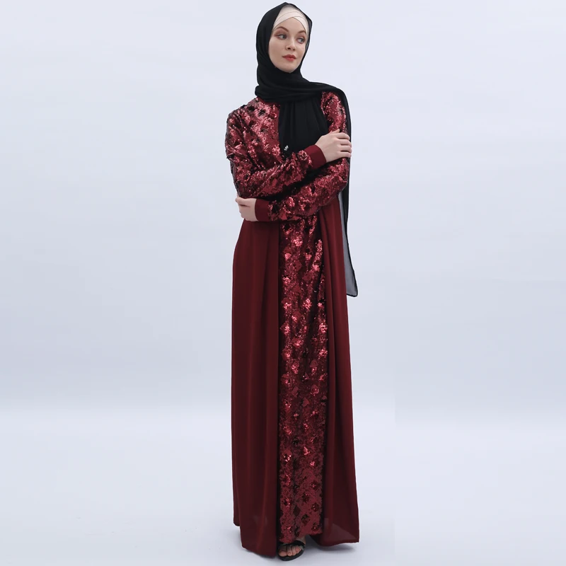 Sequin Vestidos Абая для мусульман, Дубай Арабский пакистанский хиджаб платье для женщин турецкие платья кафтан Elbise Eid халат Musulmane