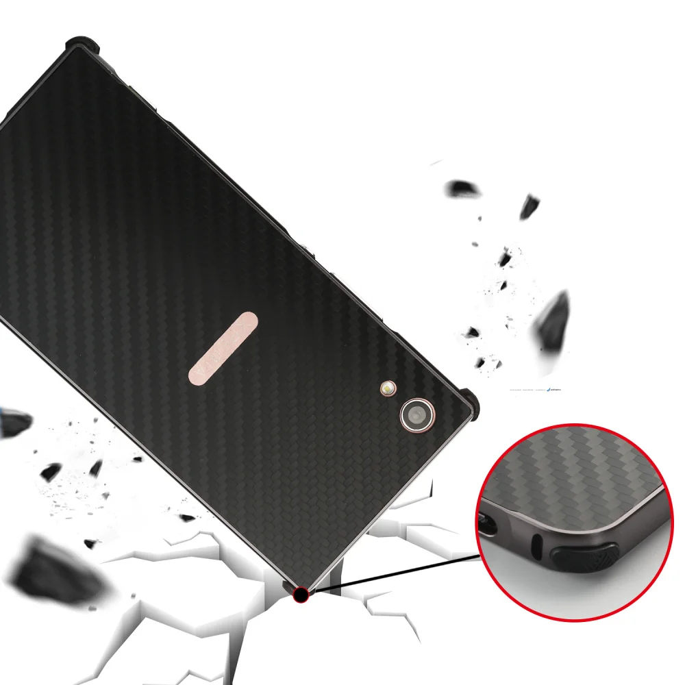 ZEALLION для Sony Xperia XA1 Роскошная алюминиевая металлическая рамка + углеродное волокно