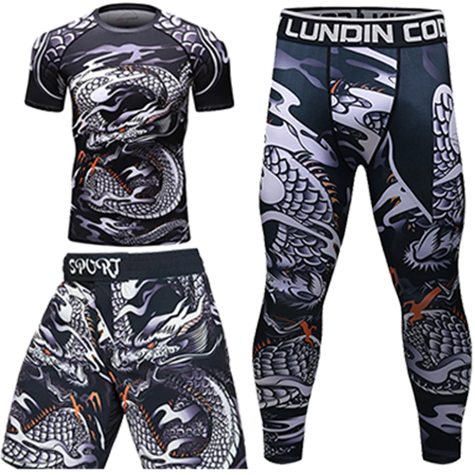 Bjj Рашгард джиу джитсу футболки+ брюки мужские ММА Рашгард боксерские наборы дышащие Муай Тай ММА шорты Gi фитнес боксерские майки