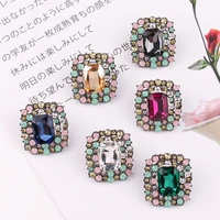 lubov colorful rhinestone decoration opal stone stud earrings unique square crystal piercing earrings women wedding jewelry 2019