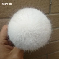nianfox 1pc 9 10cm round soft high imitation faux rabbit fur ball keychain smooth cute key ring for clothing accessories