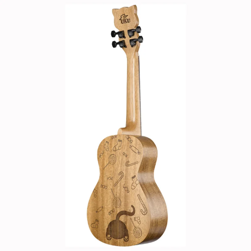 

Ukulele 23 Inches Frets Mahogany Cat Pattern Beginner Unisex