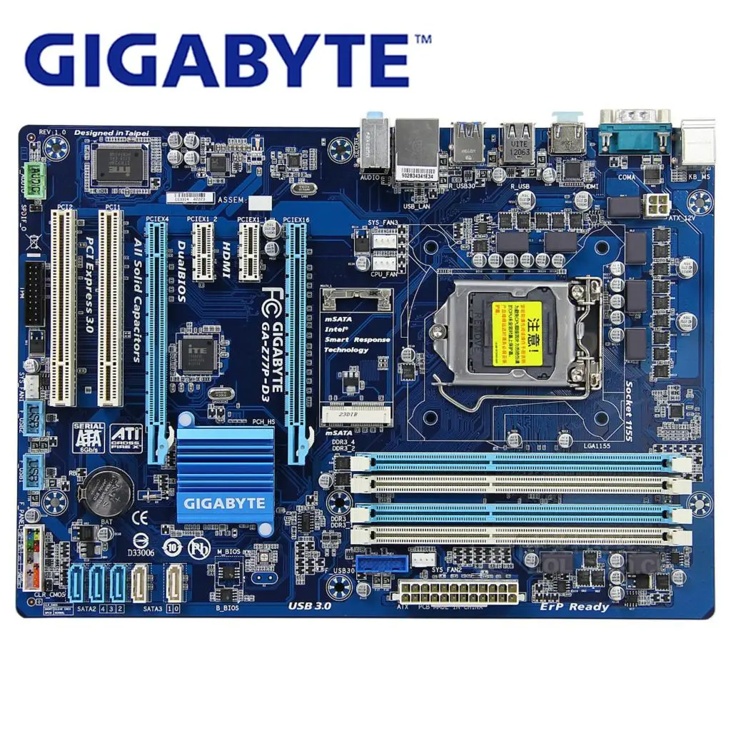 LGA 1155 DDR3 для Intel Gigabyte GA-Z77P-D3 оригинальная материнская плата USB3.0 Z77 Z77P-D3 Z77P D3 настольная материнская плата SATA3 HDMI б/у