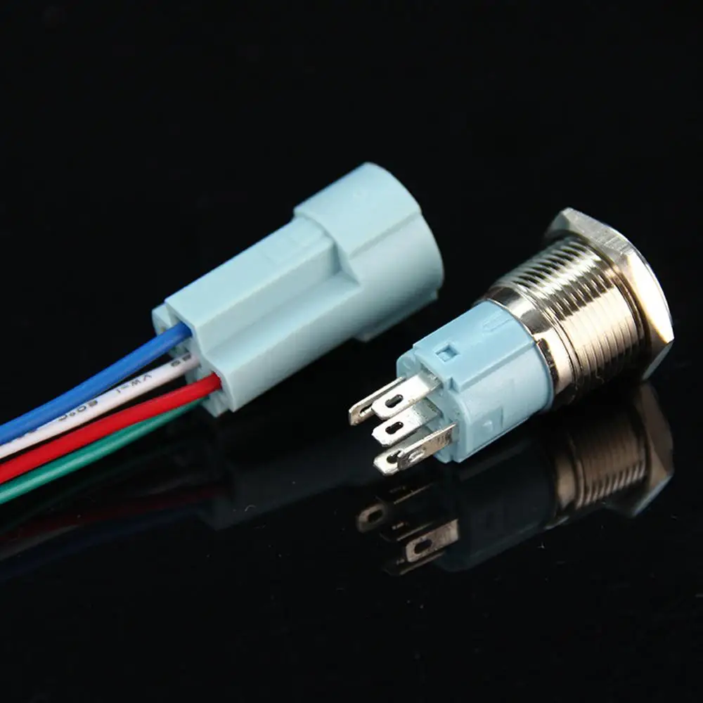 1pc 16 mm Self-locking Metal Button With Light Switch Voltage 5V 12V 24V 220V Current Waterproof Rust Power Label | Строительство и