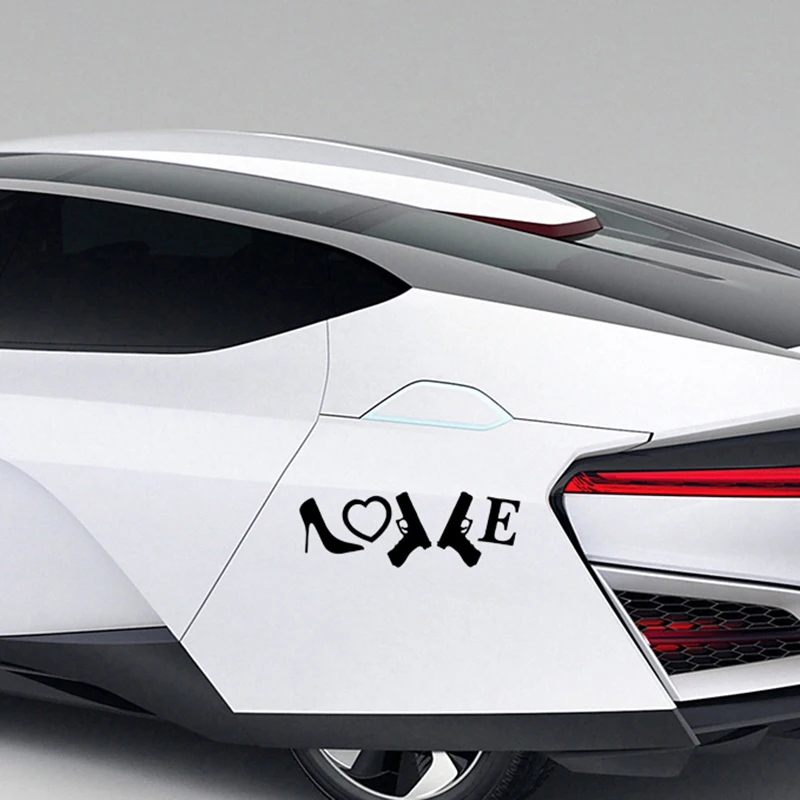 

18*6.2cm 1pcs Love Heels and Guns Funny Laptop Car Bumper Sticker Beauty Temptation Body Car Stickers Decals