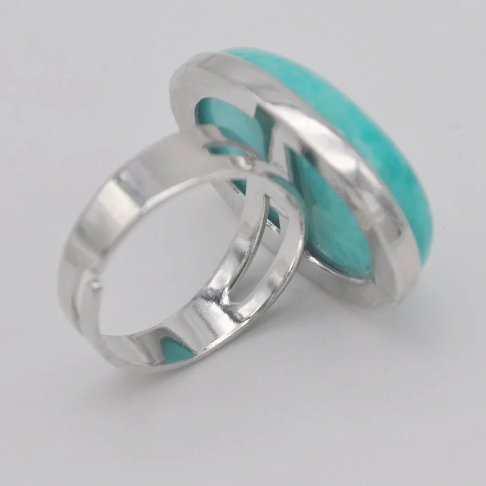 Кольцо на палец с овальным бусином из амазонита размер 8 9 X105|Кольца| |