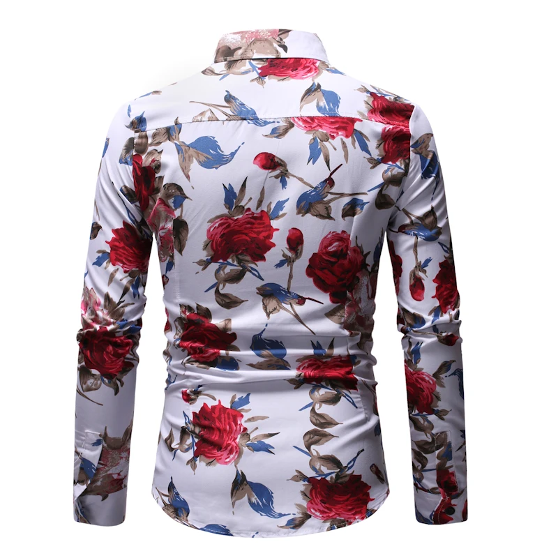 Размеры: M-3XL/, Новые Модные приталенные рубашки с цветочным принтом, мужские повседневные рубашки с длинным рукавом, 23 Цвета