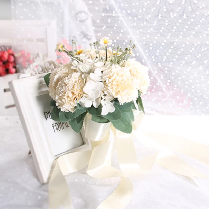 Свадебные цветы букеты ручной работы искусственный букет де mariage розовый белый