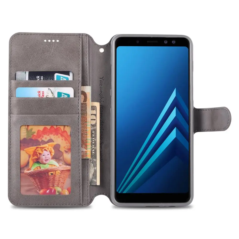 Роскошный кожаный чехол кошелек для Samsung Galaxy A8 2018 Plus силиконовый с держателем