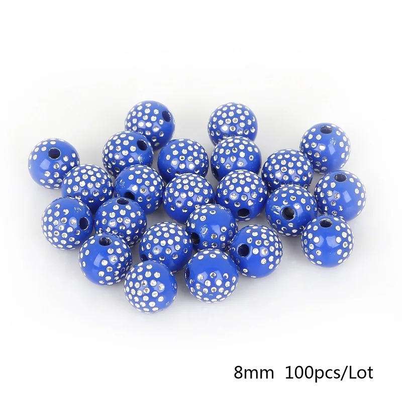 Royal Blue 100 шт 8 мм красочные круглые акриловые бусины горный хрусталь Шарм бусины для самостоятельного изготовления ювелирных изделий Ремесло Украшение для альбома - Цвет: Royal Blue