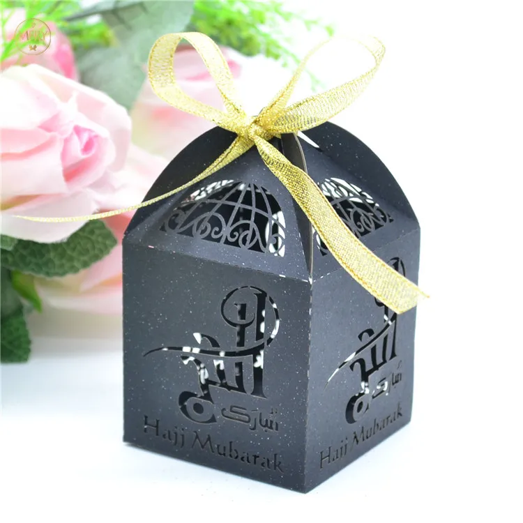 

Laser cut Hajj Mubarak black ramadan candy box