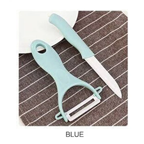 Blue 2 шт./компл. Керамика Ножи удобный Кухня ножи нож набор Пластик ручка дома фруктовый пилинг ломтики инструменты для очистки - Цвет: Blue