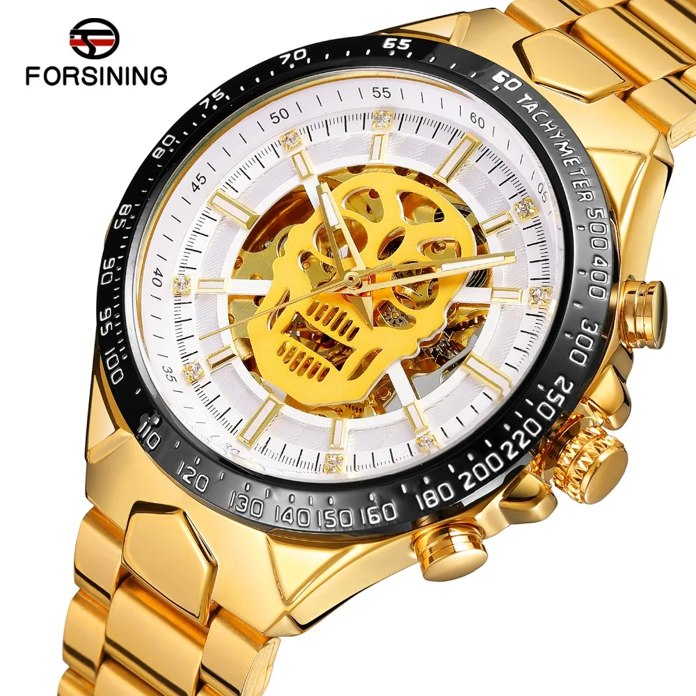 Forsining Men's Fashion Design Analog Skeleton Unique Dial Automatic Movement Stainless Steel Bracelet Wristwatch FSG8174M4 | Наручные