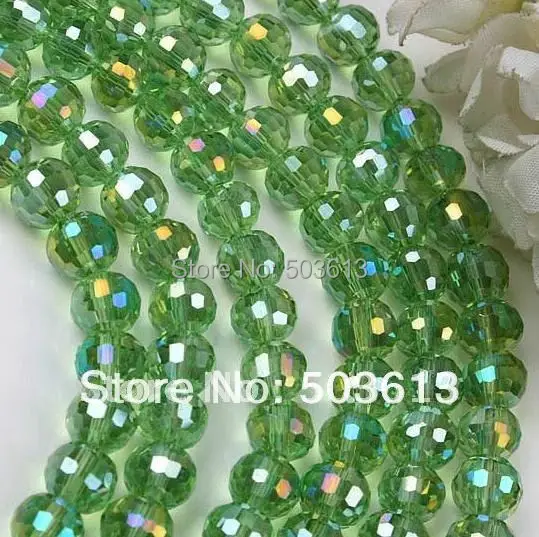Фото Ювелирные изделия с круглыми гранеными бусинами оливкового цвета 8 мм (xcb1093)|glass