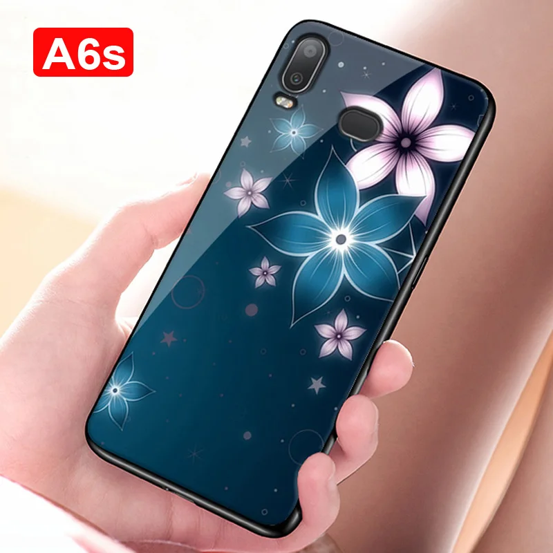 Закаленное стекло чехол для samsung Galaxy A 6s Чехол Мягкий силиконовый жесткий Чехлы