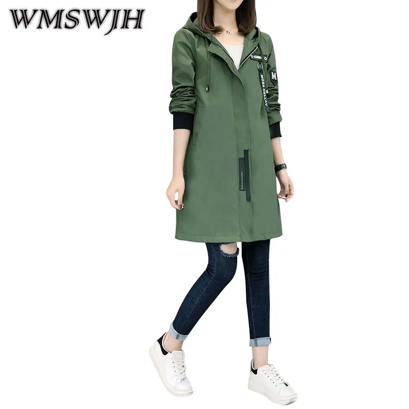 Женская Повседневная ветровка весенне осенняя свободная средней длины с