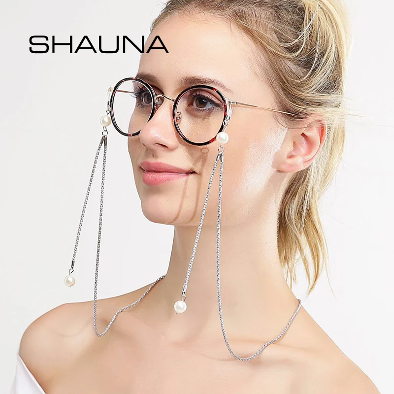 Цепочка из металла для очков SHAUNA, цепочка для очков с искусственным жемчугом
