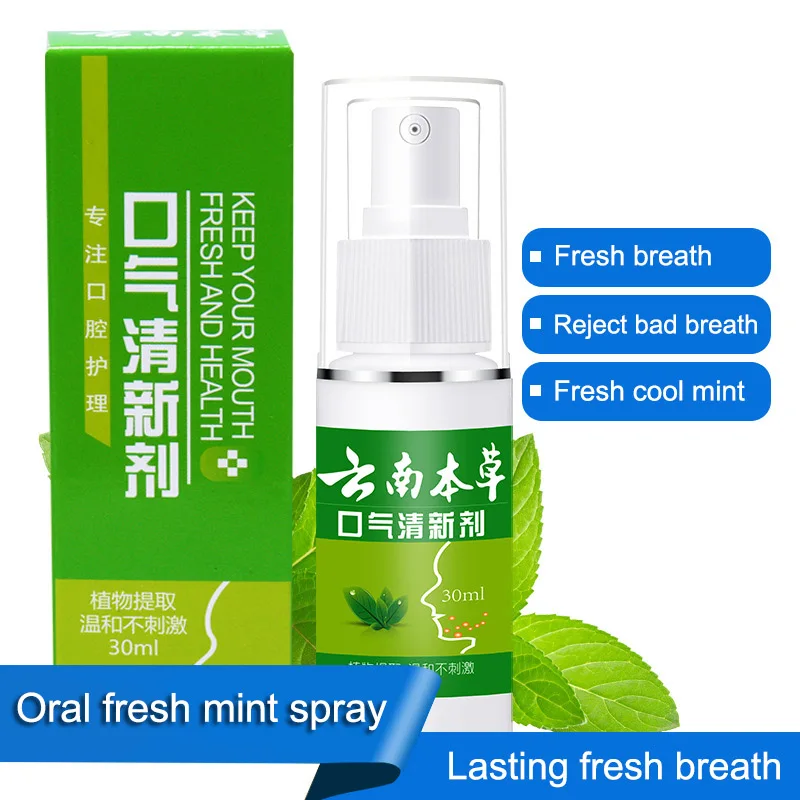 

Hot sale Breath Freshener Spray Oral Odor Treatment 30ml Halitosis Treatment Spray Mint Refresher