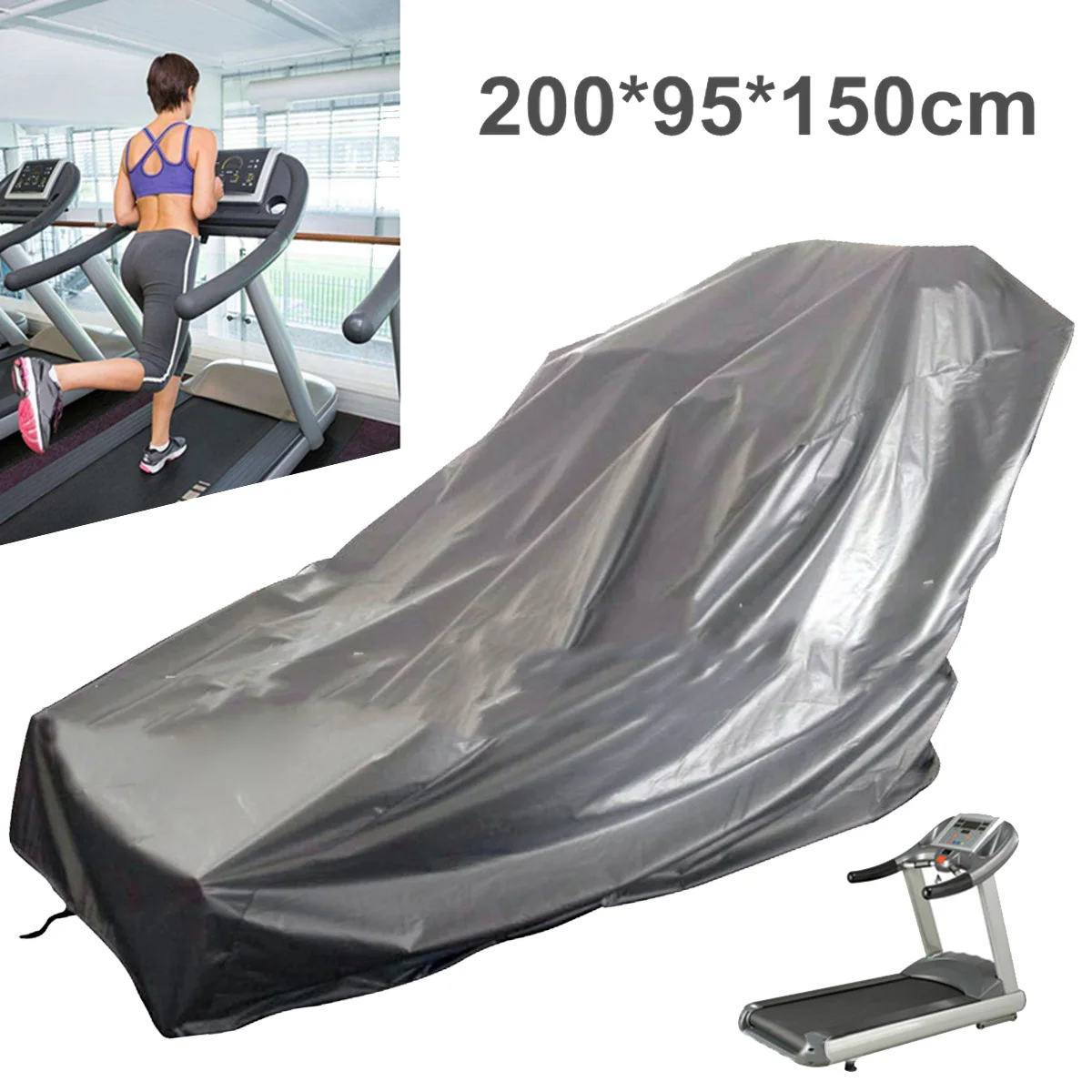 Weatherproof Cover Outdoor Mini Treadmill Dustproof Cover 200*95*150cm Gray