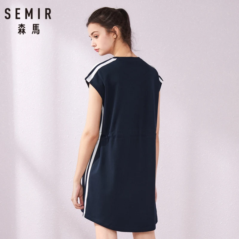 Женское трикотажное платье SEMIR черное без рукавов в Корейском стиле лето