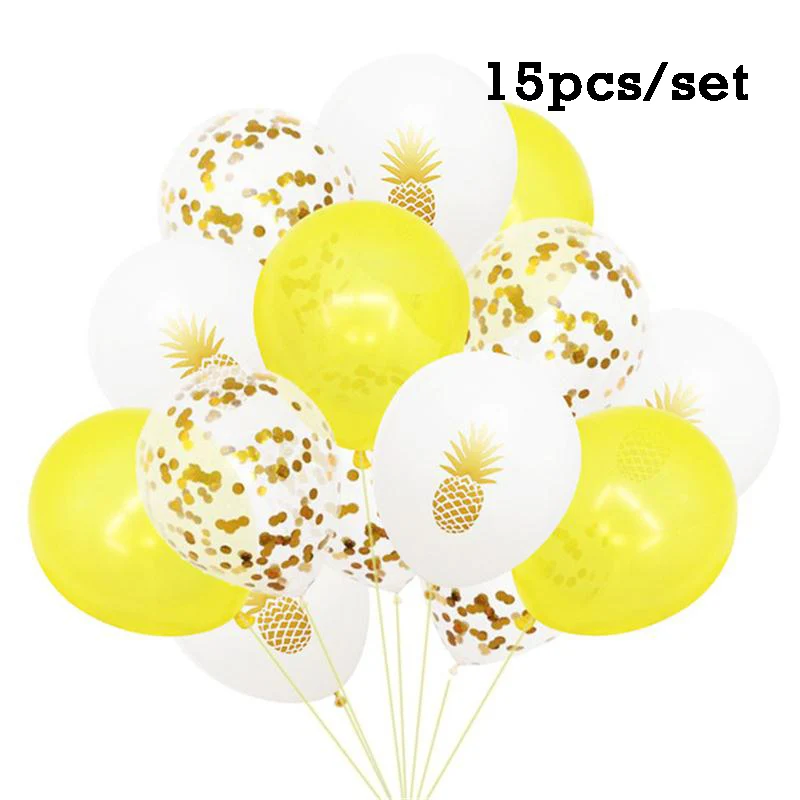 15pcs mix Гавайские вечерние Фламинго конфетти оформление латексными воздушными шариками баннер Pull Flag ананас Лето день рождения - Цвет: 15pcs mix
