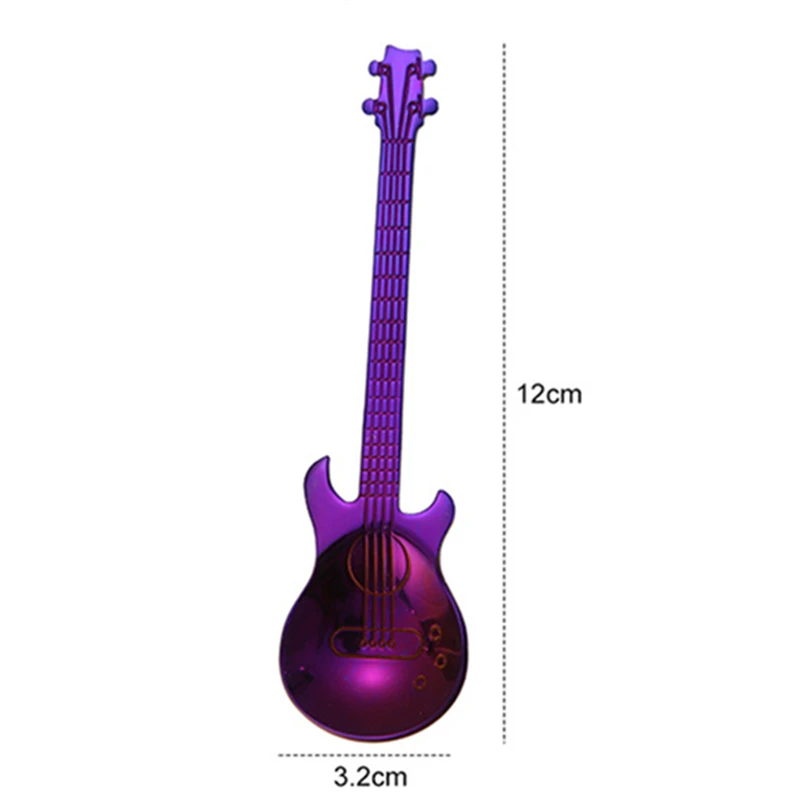 4 pcs/set Guitar Coffee Spoon Set Stainless Steel Dessert Ice Cream Tea Accessories Flatware Drinking Tools | Дом и сад