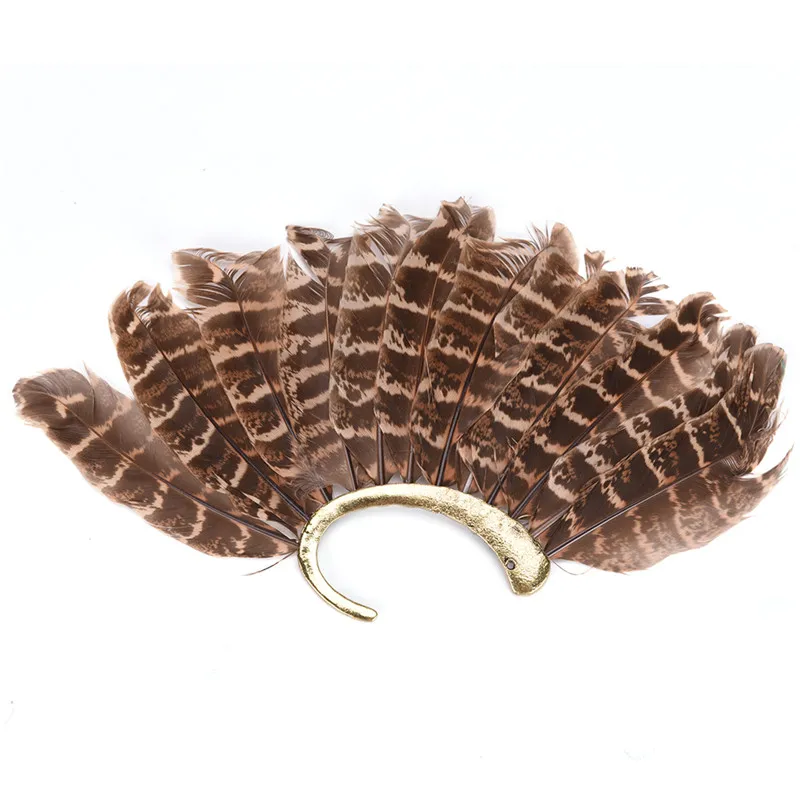 Серьги-клипсы в стиле панк унисекс винтажные большие клипсы с перьями для ушей