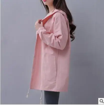 Pink Весна, новая женская куртка, с завязками, с длинными рукавами, с капюшоном, пальто, весна, легкая ветровка, Jaqueta Feminina - Цвет: Pink